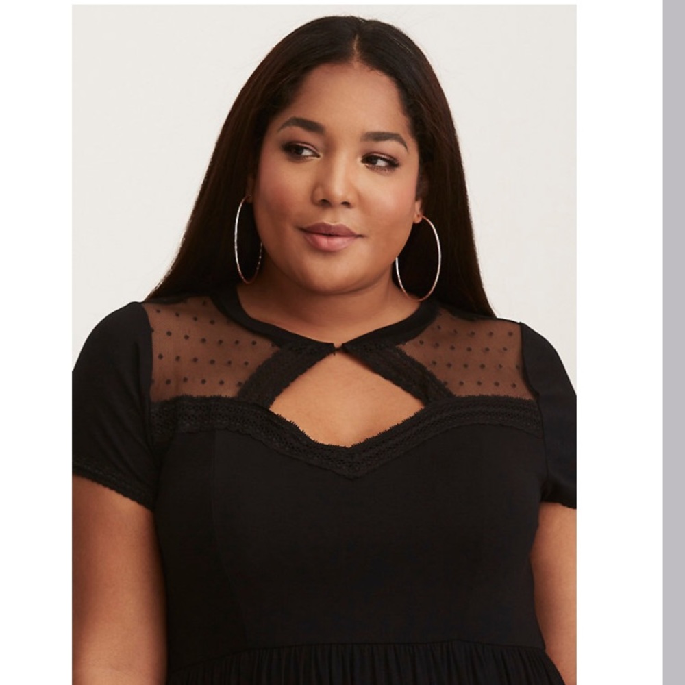Black torrid Dot mesh Skater Dress 1 NWT